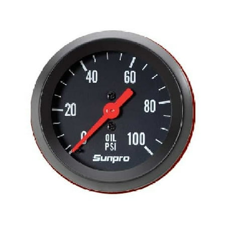 2" Mechanical Oil Pressure Gauge 0-100 PSI Black / Black Bezel New Sunpro CP8216