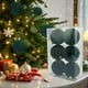 thumbnail image 1 of Juego de bolas de Navidad flocadas - 8cm 6pcs Verde, Decoraciones de Navidad, 6 Piezas, Variados estilos de decoraciones para el árbol de Navidad, También para otras fiestas, 1 of 6