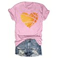 thumbnail image 3 of DDAPJ pyju Basketball Heart T Shirt for Women Funny Cute Graphic Tees Summer Short Sleeve Crewneck Tee Tops Basketball Mom Life Game Day T-Shirt Pink L, 3 of 5