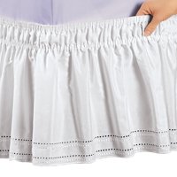 Eyelet Embroidered Trim Elastic Bed Dust Wrap Ruffle | Polyester, Cotton | Machine Washable | White, Blue, Burgundy, Sage, Ivory, Navy | Twin/Full, Queen, King