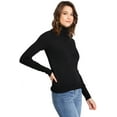 thumbnail image 4 of Love Tree Womens Turtle Neck Ribbed Long Sleeve Slim Fitted Tops (Black, Medium), 4 of 4