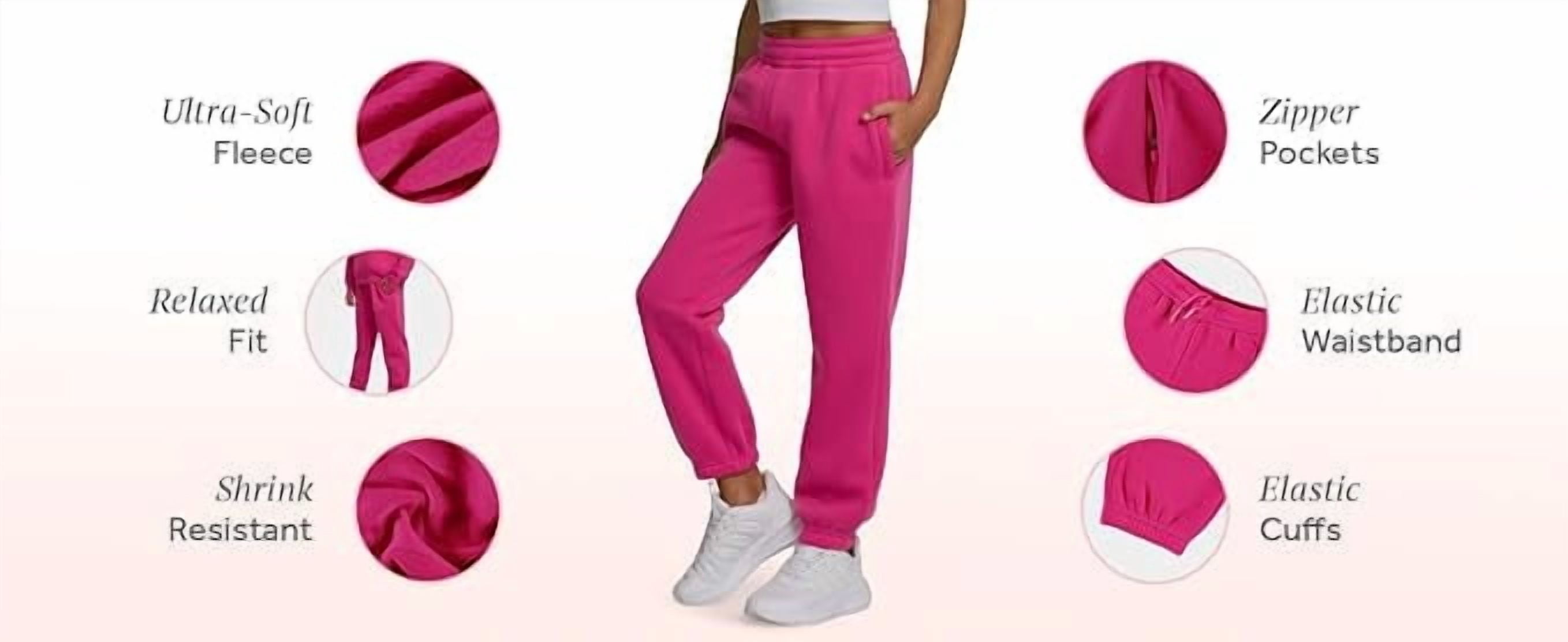 Pure Champ Girls Sweatpants, 3 Pack Fleece Athletic Joggers, Teen Sweat Pants, with Zipper Pockets and Drawstring, Sizes 2T-16