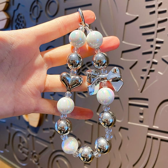 New Silver Bow Love Mobile Phone Lanyard, Versatile Temperament Personalized Universal Mobile Phone Digital Case Pendant A1