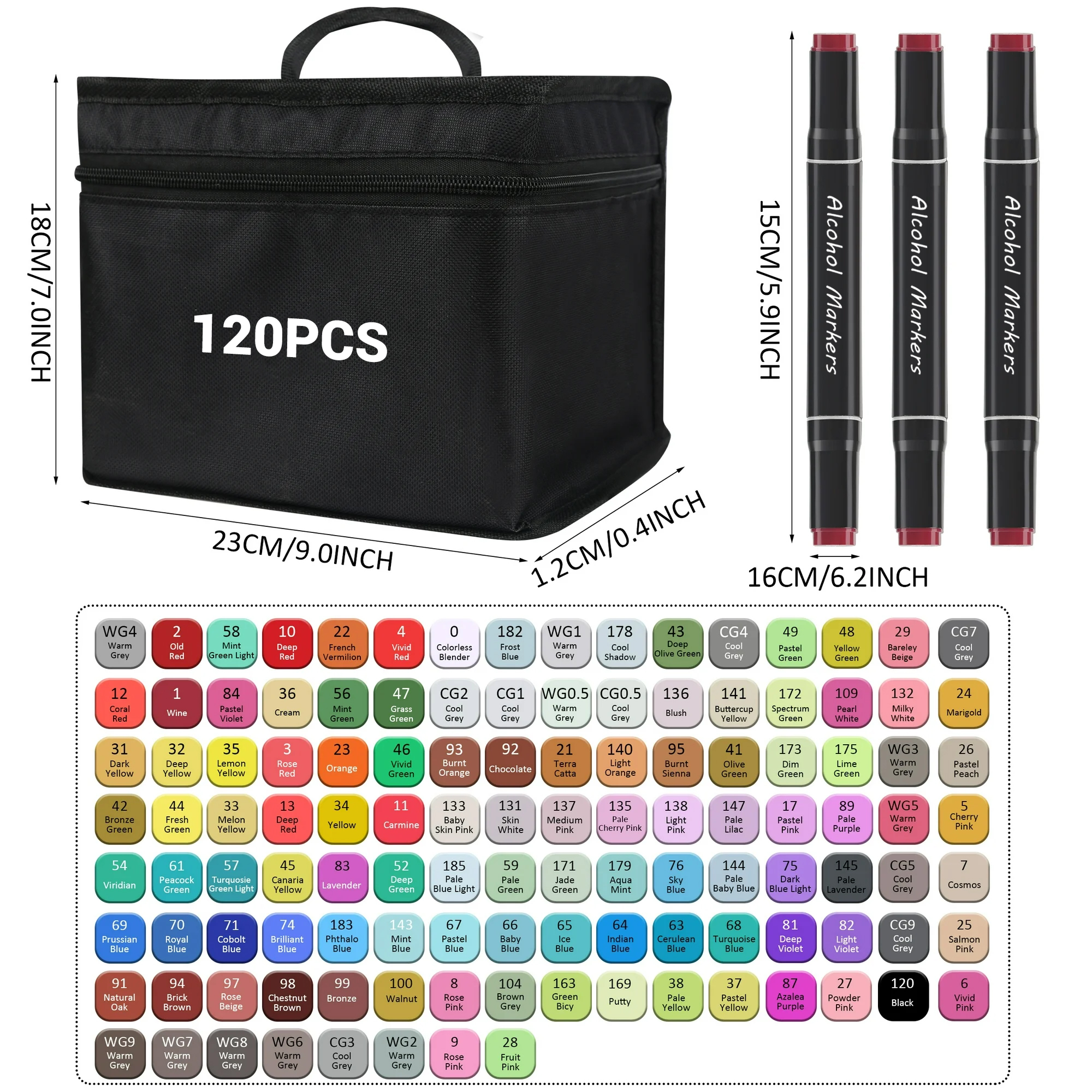 Panbear 120-Color Alcohol Markers Set with Case photo 3