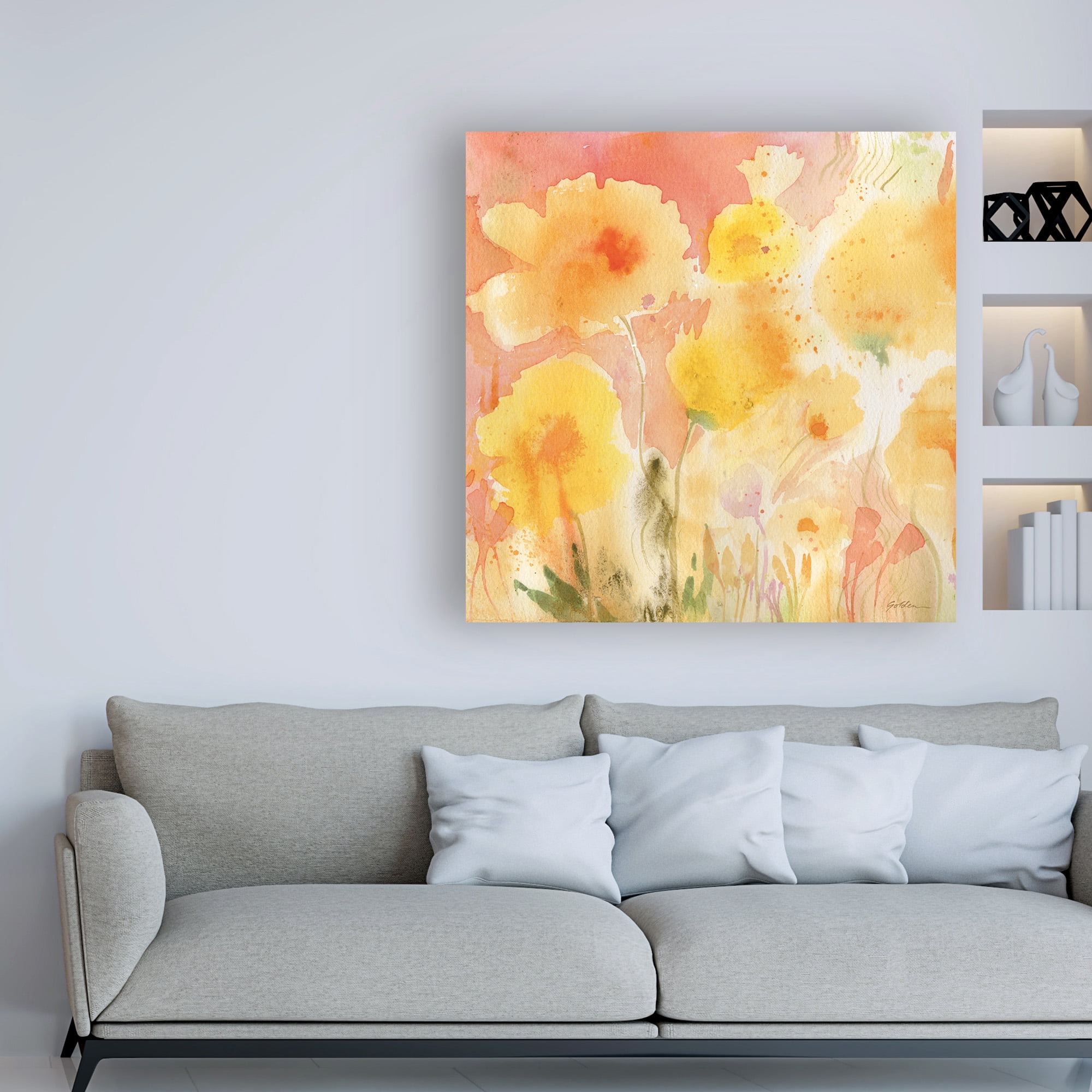 Trademark Fine Art 'Coral Sky, Yellow Garden 2' Canvas Art by Sheila Golden