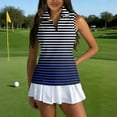 thumbnail image 2 of Womens Golf Shirt Sleeveless Tennis Shirt Collared Zip Up Printed Resort Golf Top, Quick Dry Polyester Athletic Tank Tops Dark Blue XL, 2 of 6