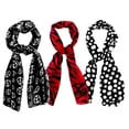thumbnail image 1 of Peach Couture Foulard Vintage à Col Rabattu en Soie 3 Pack Noir Rouge Noir, 1 of 1