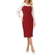 thumbnail image 2 of Vestido de lápiz elegante de manga larga con cuello de solapa para mujer Hobemty, color contrastante, M rojo, 2 of 4