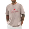 thumbnail image 4 of Camisas de Manga Larga para Hombres Imprimir Casual Cuello Redondo Blusa de Manga Corta, Camisas de Lino para Hombres, 4 of 7