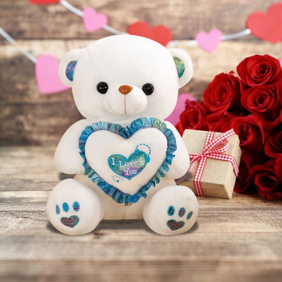 Deeceymbur 9.06in Hugging Heart Bear Plush No Lights Soft Cute Stuffed Animal Doll