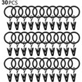 thumbnail image 1 of 30 PCS Curtain Rings with Clips, Strong Drapery Clips, Hooks on Tension Rod Holder, Inner Diameter Metal Eyelets Decorative Curtains Window Hangers, B, 1 of 5