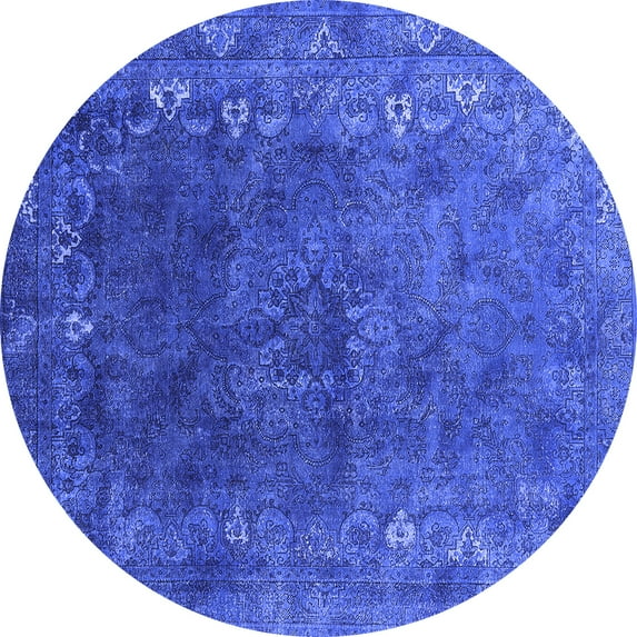 Ahgly Company Indoor Round Oriental Blue Industrial Area Rugs, 5' Round