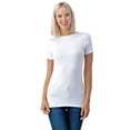 thumbnail image 2 of Simply Fashion Basic Crewneck Short Sleeve T-Shirts - Stretch Cotton Spandex,White,Small, 2 of 5
