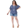thumbnail image 3 of DARING DIVA Women's Plus Boho Tops Floral Tied V Neck Blouse Shirts 2X Navy Blue, 3 of 7