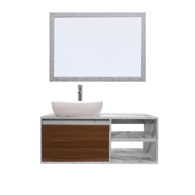 Gabinete De Baño Con Lavabo Y Espejo Decorativo Minimalista MARBELLA