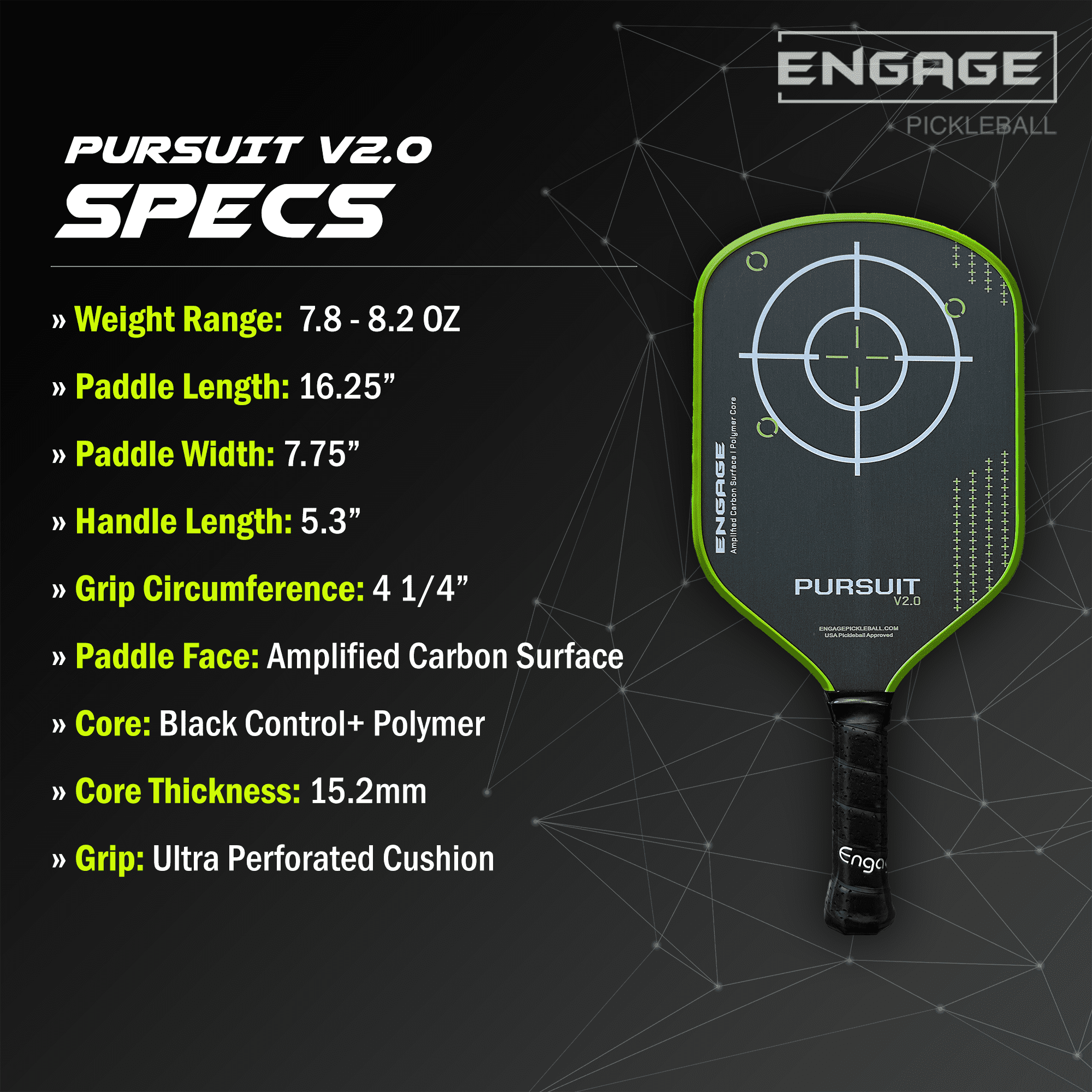 Engage Pursuit V2.0 15.2mm Pickleball Paddle