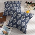 thumbnail image 6 of Dark Blue Floral Pillow Covers 20x20 Set of 2 Block Print Cream Vintage Flower Leaves Chinoiserie Outdoor Decorative Throw Pillows Farmhouse Pillowcases Cushion Case Sofa Couch Bed Home Decor, 6 of 6