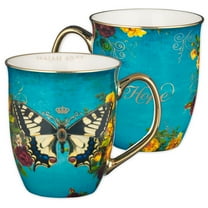 Christian Art Gifts Large Ceramic Butterfly Scripture Coffee & Tea Mug for Women: Hope - Inspirational Bible Verse Novelty Non-toxic Drinkware w/ Gold Accents, Teal & White Multicolor Floral, 14 oz.