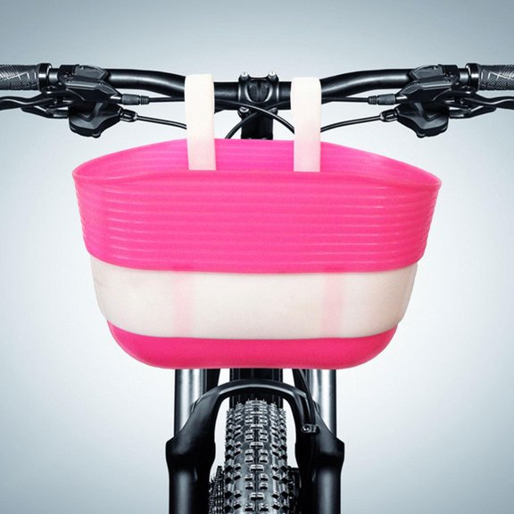 Children Bike Basket Removable Portable Sundries Container Carrying Front Handlebar Basket for Cycling Camping Shopping Pink