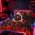 thumbnail image 3 of meiyoeat Neon Twin Bedding Sets for Boys, Sci-Fi Red Gaming Bedding Comforter Set, Black Reversible 7-Piece, 3 of 6