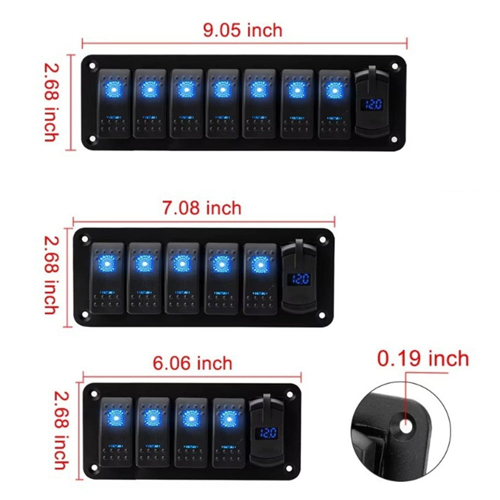 CENL Waterproof 5 6 8 Gang Rocker Switch Panel LED Light For Car Marine Boat 12V 24V