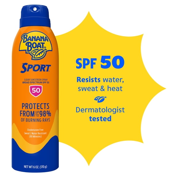 Banana Boat Sport Ultra Clear Sunscreen Spray SPF 50, 6 oz
