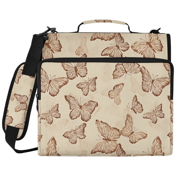 ALAZA Zipper Binder Retro Butterflies Pattern 2 inch 3 Ring 500 Sheet Capacity Trapper Keeper File Folder Organizer Bag