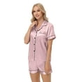 thumbnail image 7 of Xyxonk Silk Satin Pajamas for Women Set Button Down Pj Sets Classic Short Sleeve Shirt and Womens Pajama Pants Cozy Lounge 2 Piece Sleepwear Pink S, 7 of 7