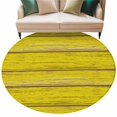 thumbnail image 2 of Vintage Farmhouse Round Living Room Rugs 8 ft, Abstract Yellow Wood Grain Texture Washable Large Area Rug with Non-Slip Sturdy Edge Binding Round Carpet for Dining Room Kitchen Office, 2 of 9