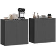 thumbnail image 1 of HOMCOM Ensemble de 2 Bahuts, Armoire de Cuisine Cannelée, Noir Gris, 1 of 10