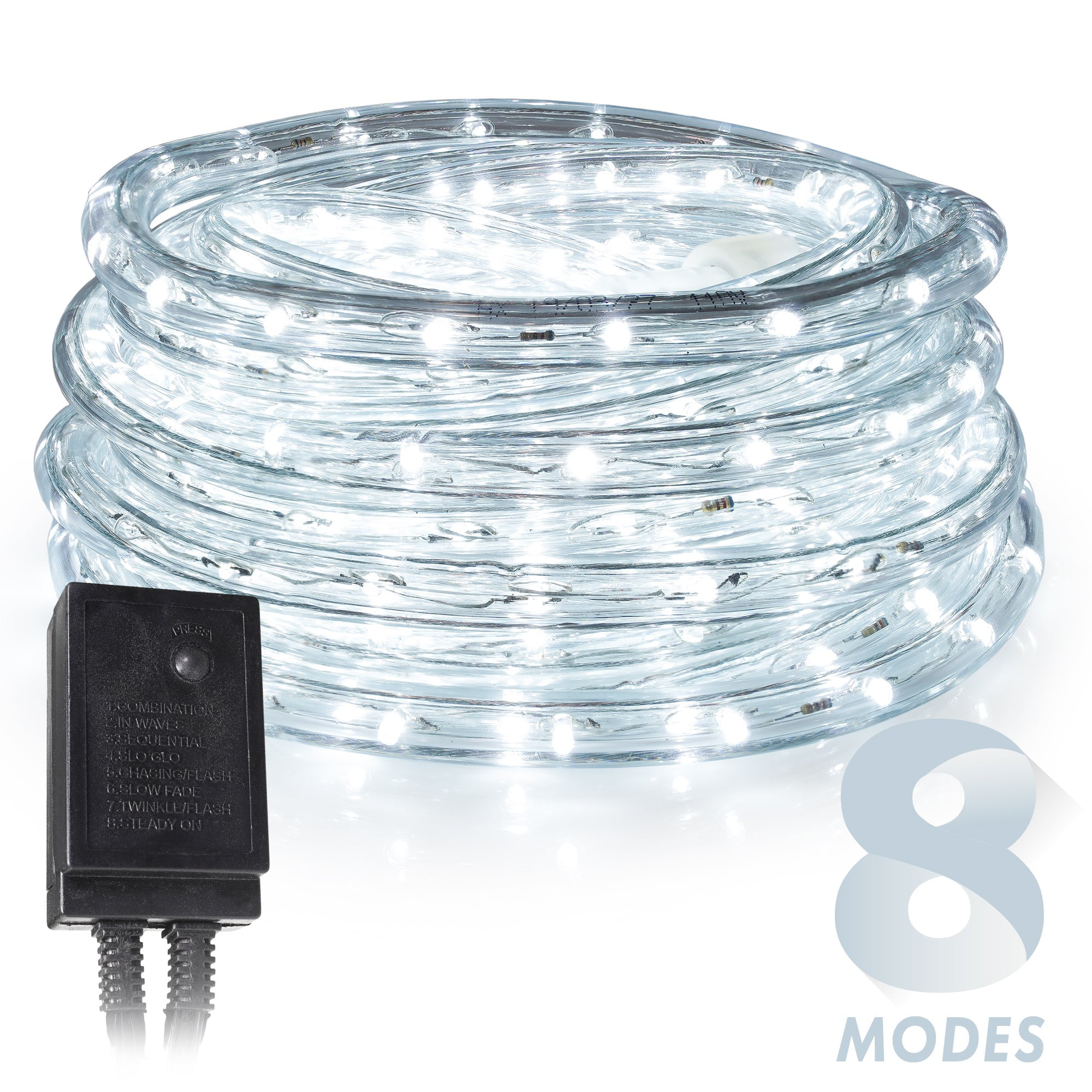 2 Wire Round 1/2 inch diameter LED Rope Light 110v 60hz Power Cord AC 