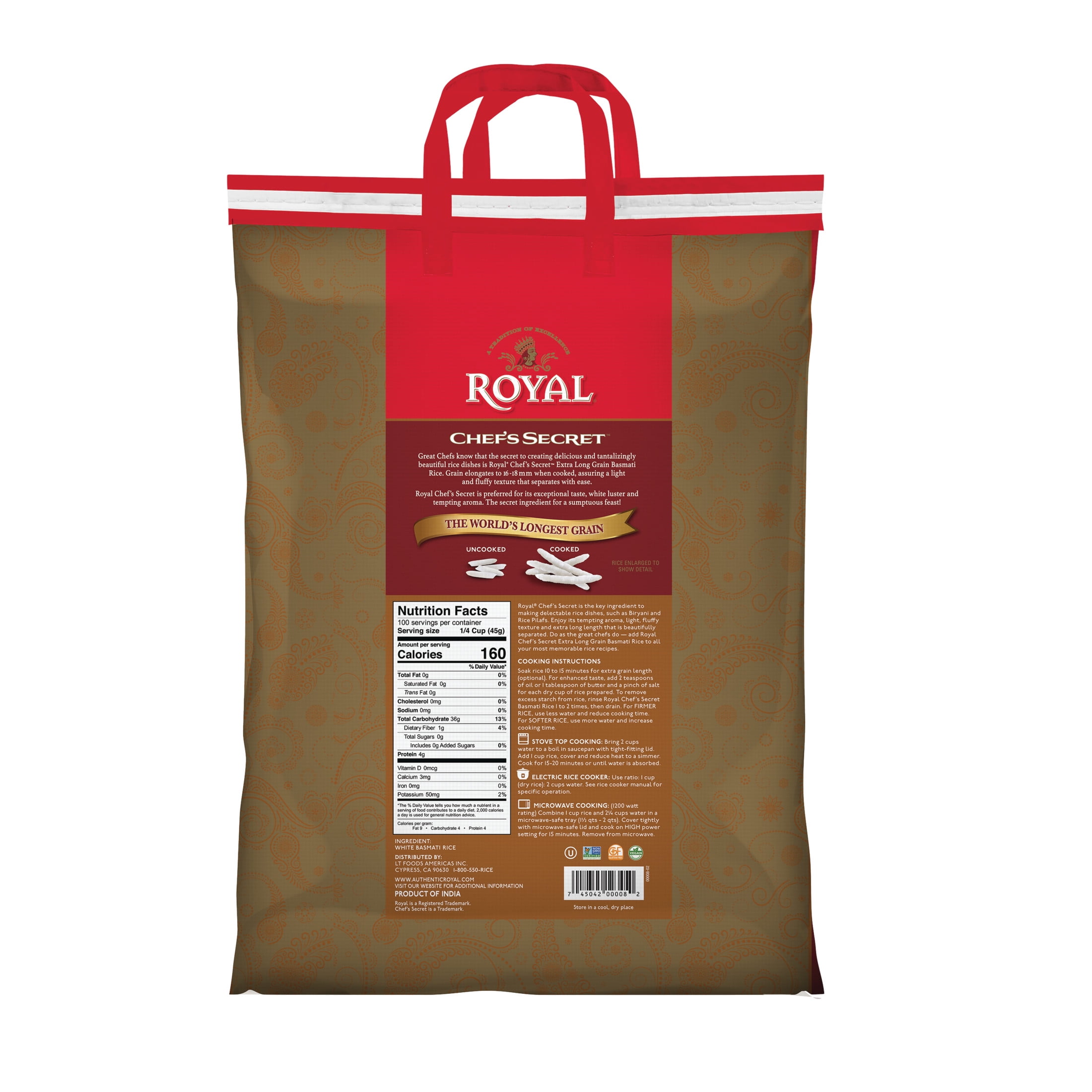 Royal Chef's Secret Extra Long Grain Basmati Rice, 10 Lb Bag