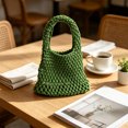 thumbnail image 3 of Woven Tote Bag 13x7.9 Inch Lightweight Cotton Rope Handbag Compact Hollow Woven Purse for Daily Beach Vacation Shopping Casual Use, 3 of 6