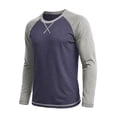 thumbnail image 4 of Daiosportswear Color Block Tops for Men Casual Stylish Crewneck Raglan Long Sleeve Baseball Tee Shirts Fall Pullover Dark Blue S, 4 of 7