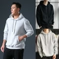 thumbnail image 4 of Men's Hoodie Sweatshirt Loose Fit Pullover Tops Solid Drawstring Sport Hoodie Classic Long Sleeves Pullover Hoodie Gifts, 4 of 9