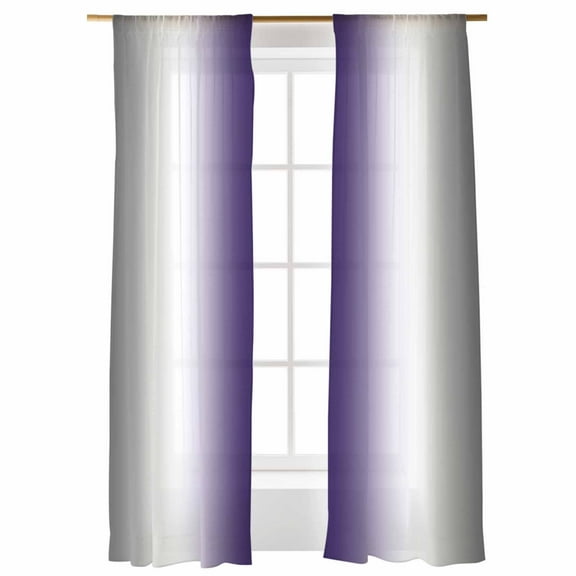 Sheer Curtains 108 inches Long, Abstract Dark Gray Purple Gradient Ombre Light Filtering Sheer Window Curtains Rod Pocket Voile Drapes for Bedroom Living Room, 52"W x 108"L 2 Panels