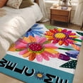 thumbnail image 4 of Spring Daisy Area Rugs 3'x5', Washable Small Throw Rugs for Living Room Bedroom, Turquoise Modern Abstract Art Dots Floral Indoor Outdoor Rug Non-Slip Low Pile Carpet Runner Reversible Floor Mats, 4 of 8