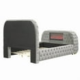 thumbnail image 6 of Modern Velvet Tufted California King Platform Bed with TV Lift and Electric Fireplace Footboard, Gray, 6 of 8