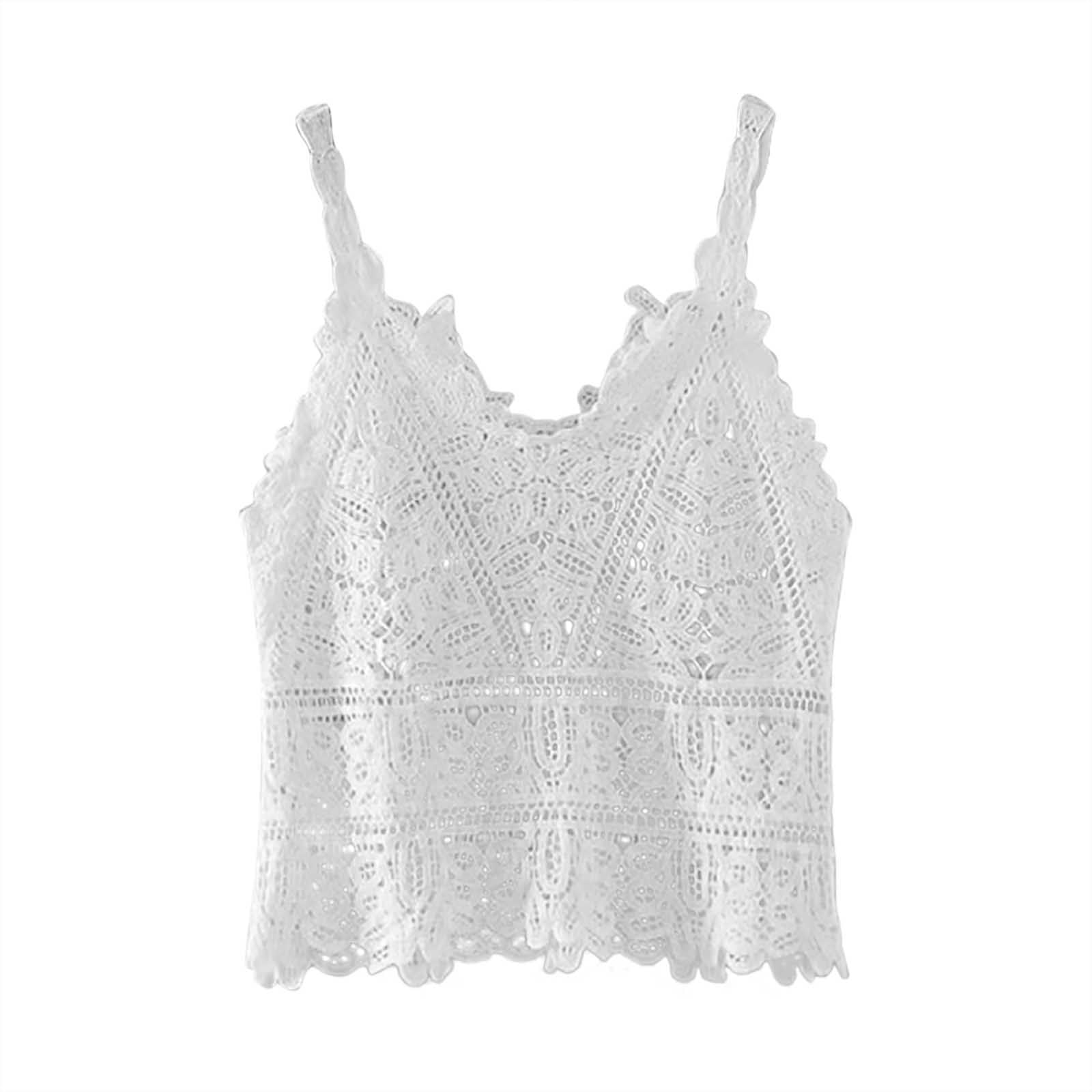Scyoekwg Crochet Lace Cami Tank Tops for Women Soft Casual