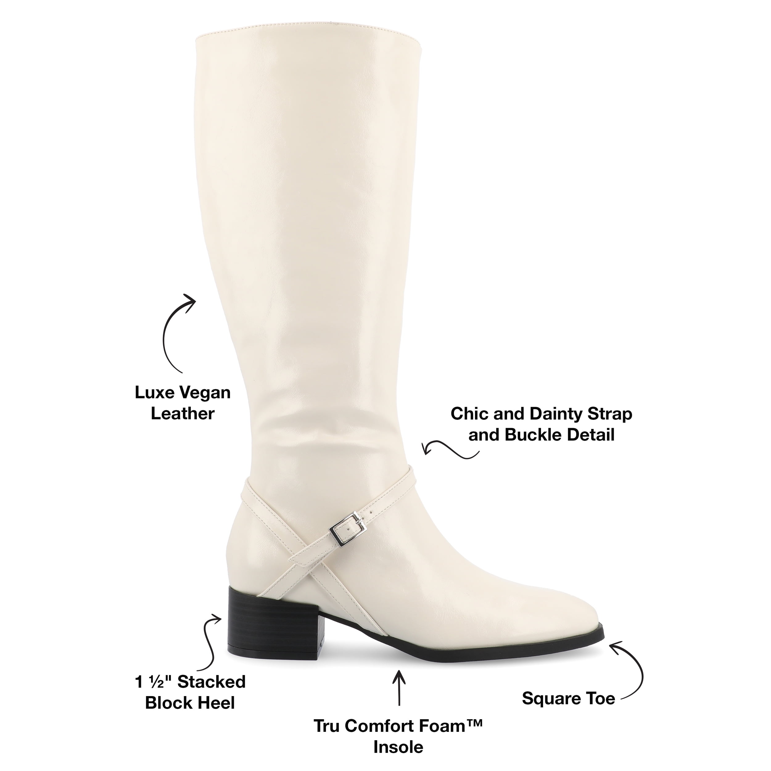 Journee Womens Rhianah Tru Comfort Foam Wide Width Wide Calf Stacked Block Heel Square Toe Boots