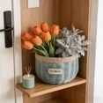 thumbnail image 4 of COM1950s Plastic Woven Storage Basket, Farmhouse Planter Pot for Home Decor, Handmade Rattan Look Container for Succulents or Flowers, 4 of 7
