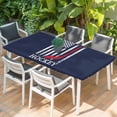 thumbnail image 2 of Navy Blue American Flag Table Cloths for 5 Foot Rectangle Tables, Abstract Red Hockey Stripes Us Flag Patio Waterproof Elastic Fitted Tablecloths, Washable Rectangular Table Cover for Camping, 2 of 8