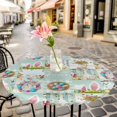 thumbnail image 4 of Easter Fitted Tablecloth with Elastic Edged, Round Table Cloth for Dining Table, Spring Watercolor Eggs Farmhouse Gnomes Wooden Grain Waterproof Oil Proof Table Cover for Indoor Outdoor 36"-44", 4 of 8