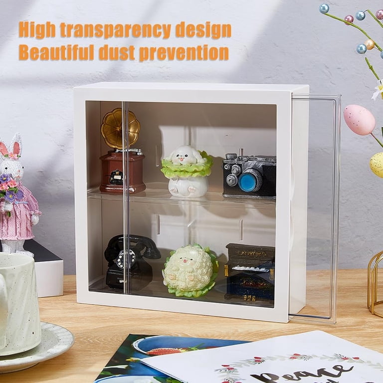 2-Tier Sliding Door Figures Display Case 24.5x8x24.5cm Clear