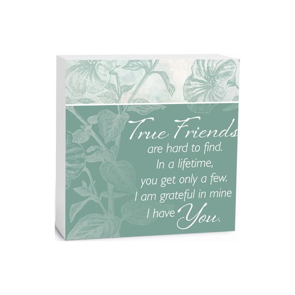 Friends Grateful I Have You Leaf Green 5 x 5 Wood Tabletop Sign Plaque