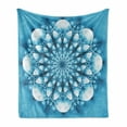 thumbnail image 1 of Blue Mandala Soft Flannel Fleece Blanket, Abstract Exotic Flower Design Psychedelic Fantasy Fractal Art Print, Cozy Plush for Indoor and Outdoor Use, 60" x 80", Pale Blue and White, by Ambesonne, 1 of 6