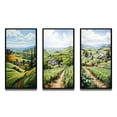 thumbnail image 2 of Designart "Farmhouse Country Charm Pointillism I" Landscape & Nature Framed Wall Art Set Of 3 - Green Farm Frame Canvas Set For Living Room Decor, 2 of 7