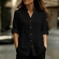 thumbnail image 6 of cocolona Linen Button Down Solid Color Blouses for Women Collar Long Sleeve Shirts Dressy Casual Tops, 6 of 6
