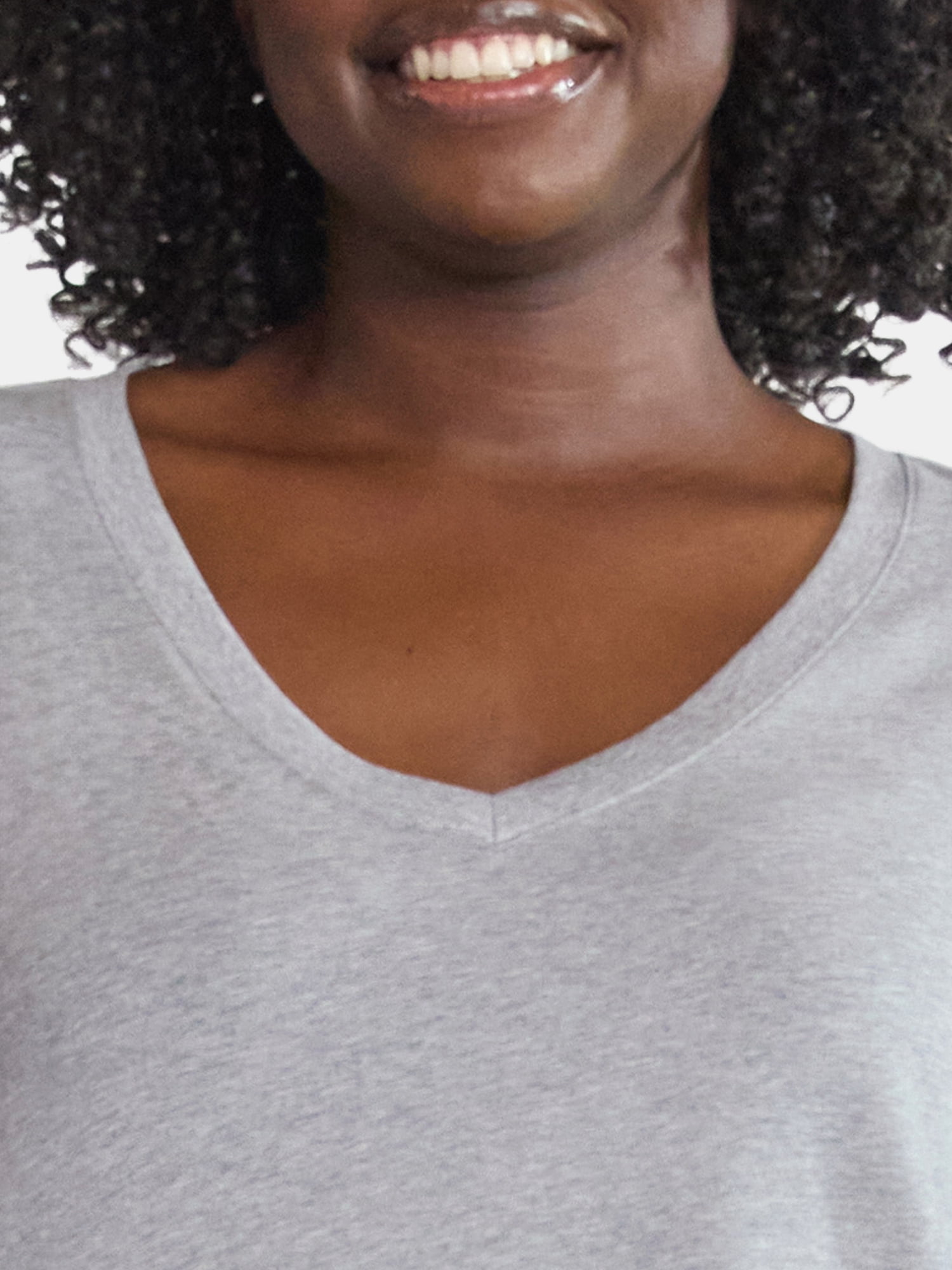 (3 Pack) Terra & Sky Women's Plus Size V-Neck Tee with Long Sleeves, Sizes 0X-5X
