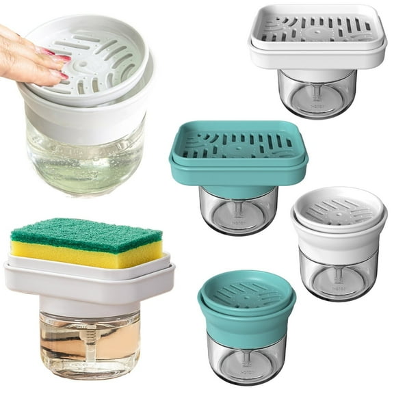 Aminojy Squeeze Bottle Kitchen Accessory Dishwashing, Lotion Dispenser Countertop Kitchen Dishwashing Liquid Box, Soap Dispenser Dishwasher Soap Kitchen Sink Sponge Holder 280Ml/9.9Oz Clearance